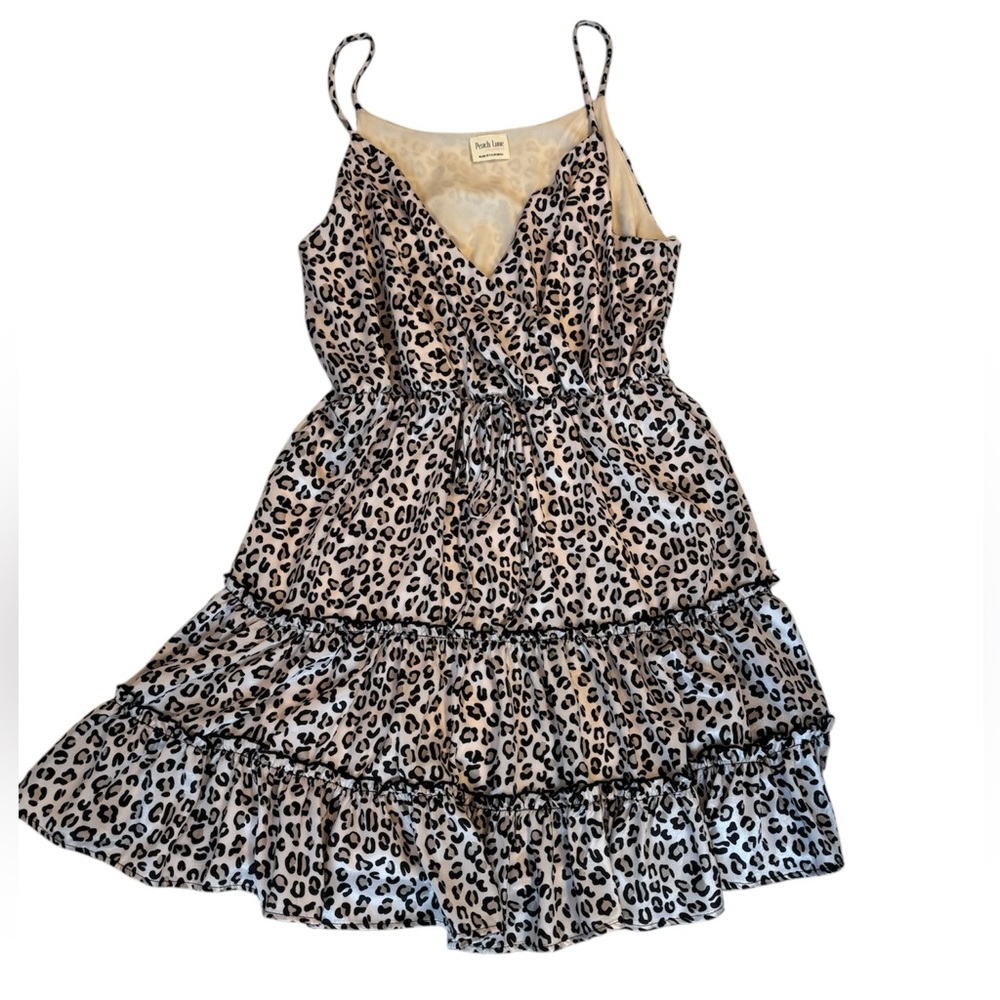 Peach Love California Leopard Print Tassel Tie Elastic Waist Sleaveless -Size Lg